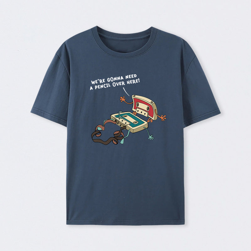 Vintage Cassette Tape And Pencil Joke T-Shirt