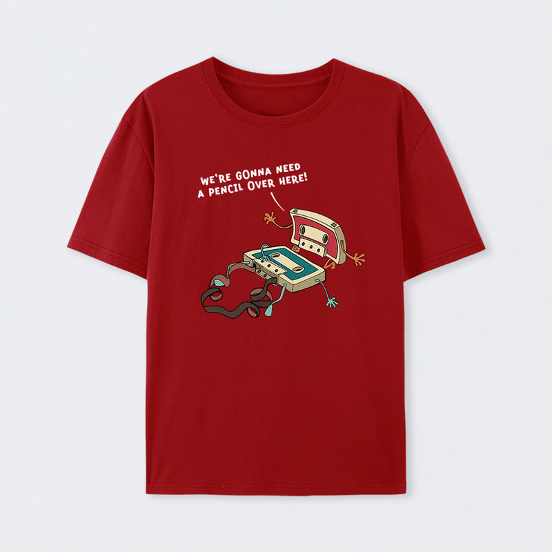 Vintage Cassette Tape And Pencil Joke T-Shirt