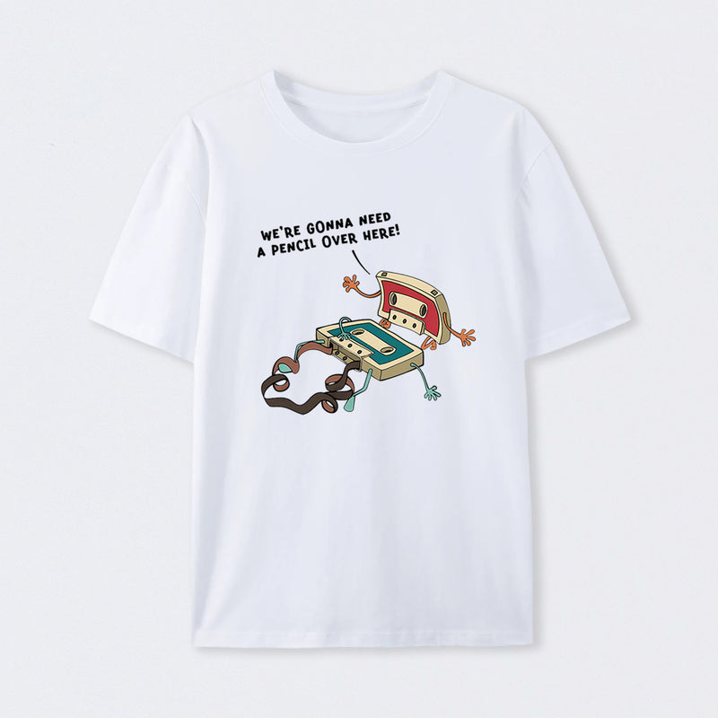 Vintage Cassette Tape And Pencil Joke T-Shirt