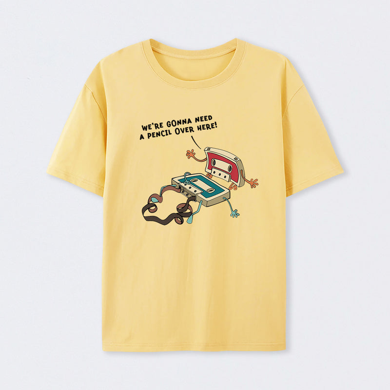 Vintage Cassette Tape And Pencil Joke T-Shirt