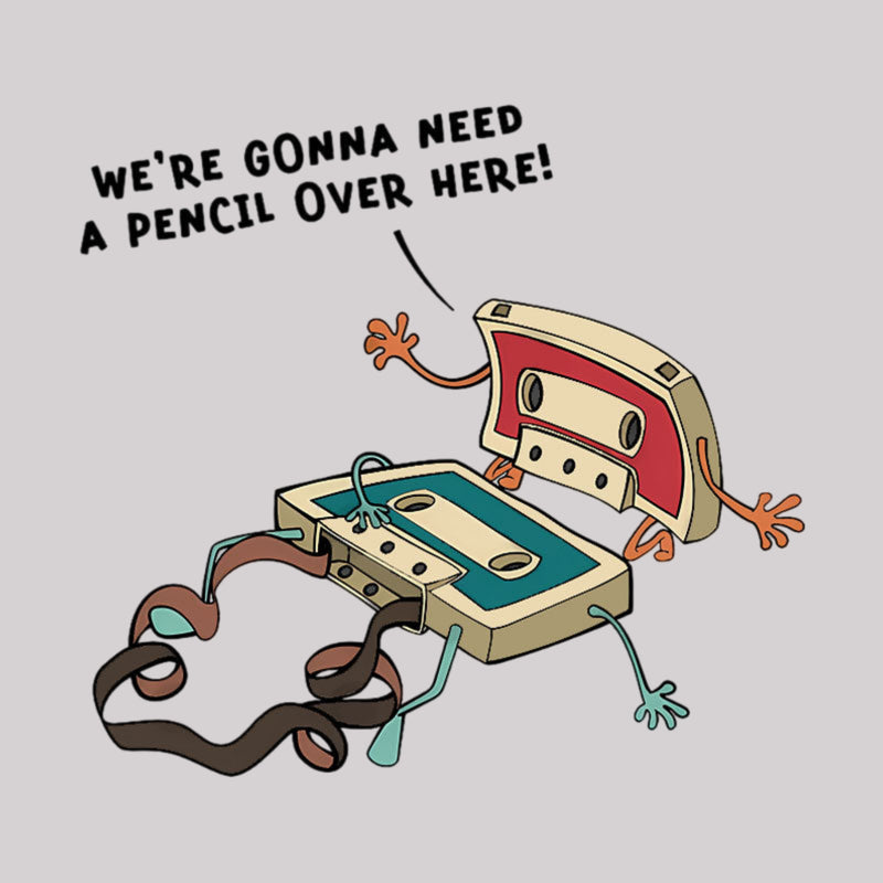 Vintage Cassette Tape And Pencil Joke T-Shirt