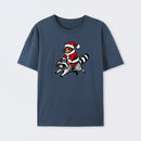 Santa Cat on A Raccoon T-Shirt