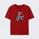 Santa Cat on A Raccoon T-Shirt