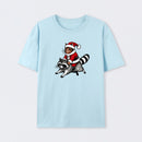 Santa Cat on A Raccoon T-Shirt