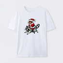 Santa Cat on A Raccoon T-Shirt