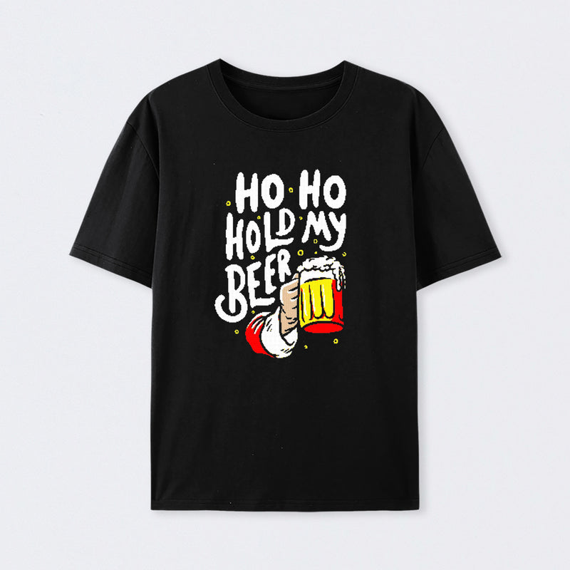HO HO Hold My Beer Funny Santa Claus Ugly Sweater T-Shirt