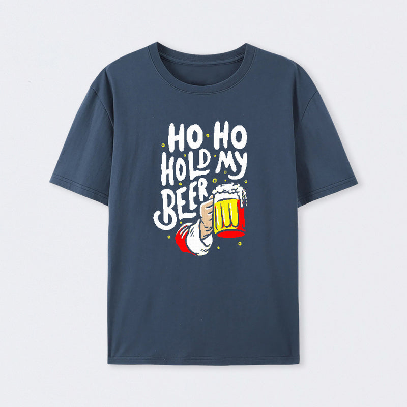 HO HO Hold My Beer Funny Santa Claus Ugly Sweater T-Shirt