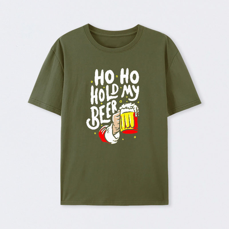 HO HO Hold My Beer Funny Santa Claus Ugly Sweater T-Shirt