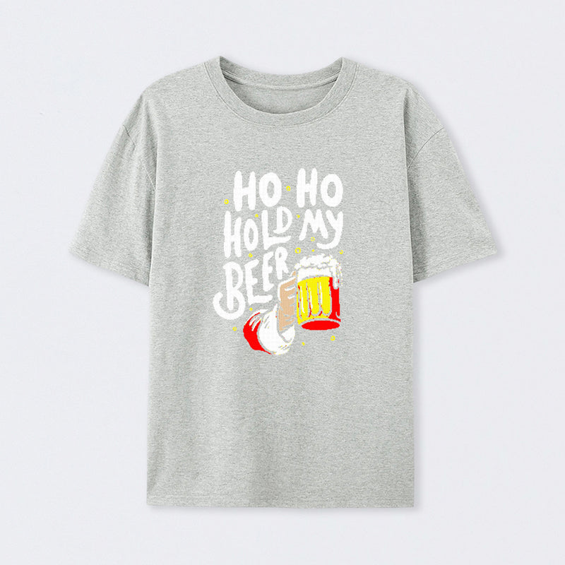 HO HO Hold My Beer Funny Santa Claus Ugly Sweater T-Shirt