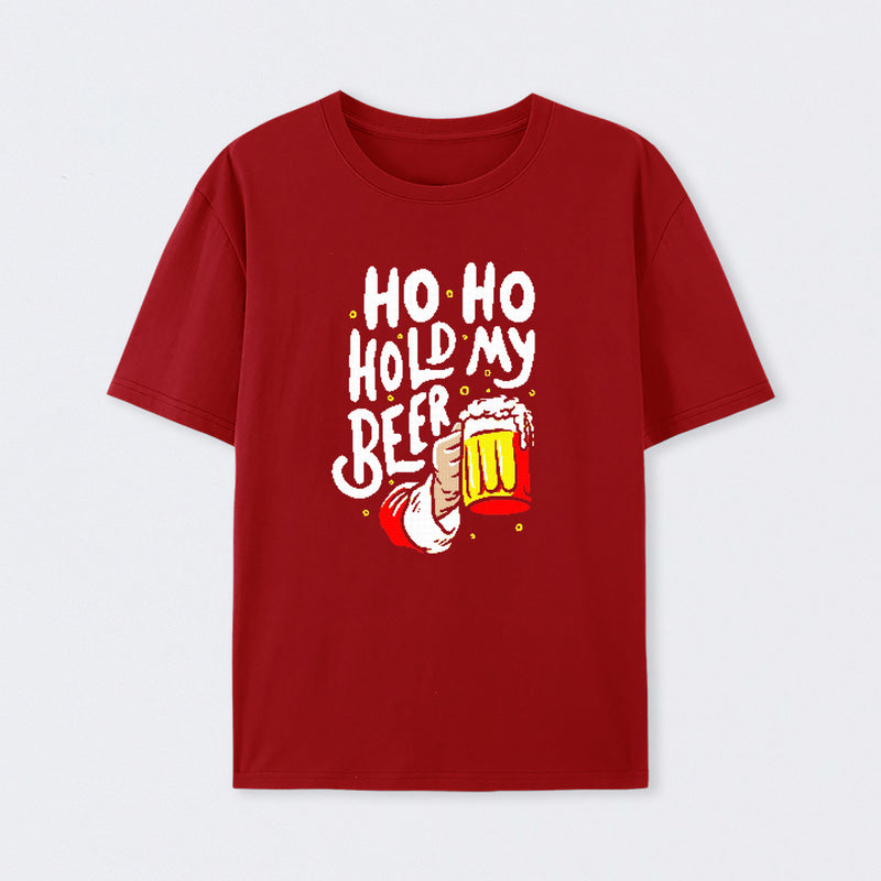 HO HO Hold My Beer Funny Santa Claus Ugly Sweater T-Shirt