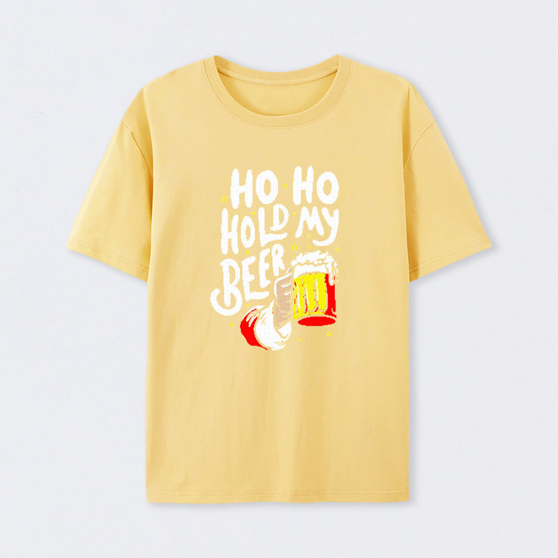 HO HO Hold My Beer Funny Santa Claus Ugly Sweater T-Shirt