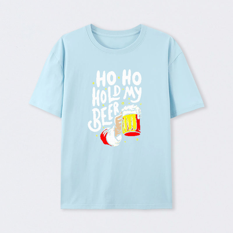 HO HO Hold My Beer Funny Santa Claus Ugly Sweater T-Shirt
