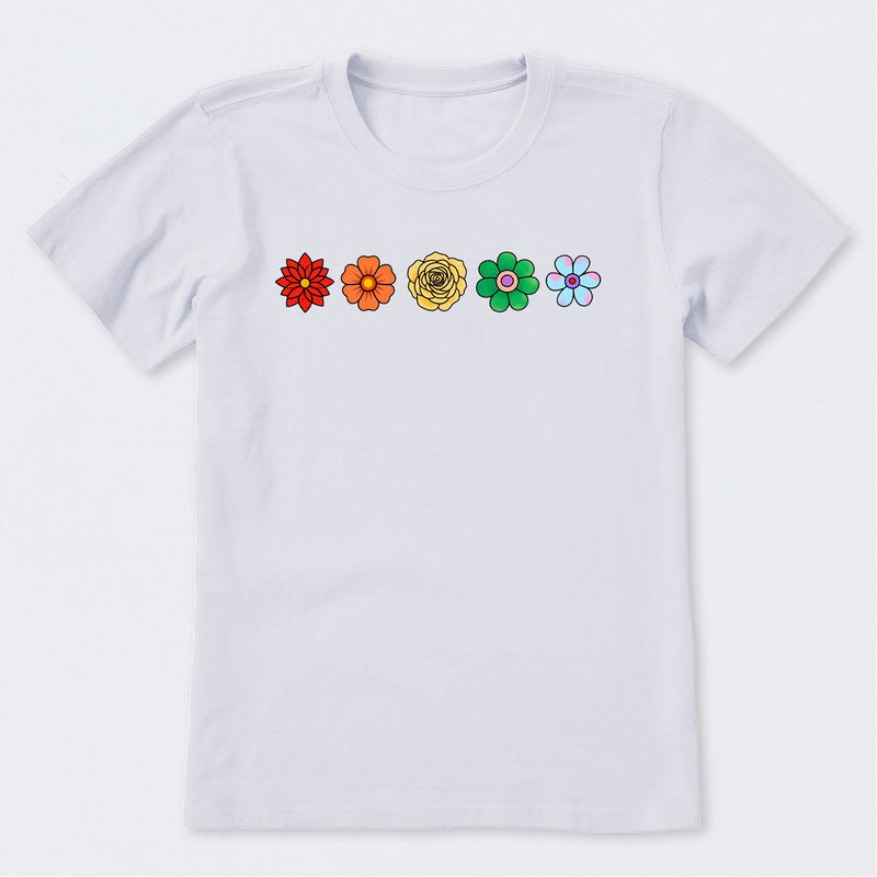 Simple Rainbow Flowers Short Sleeve T-Shirt