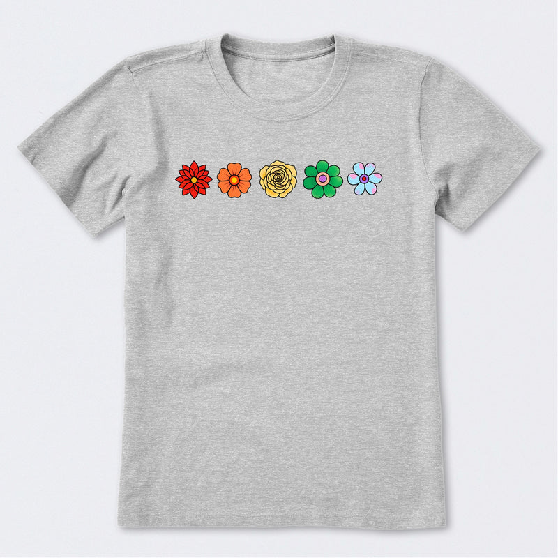 Simple Rainbow Flowers Short Sleeve T-Shirt