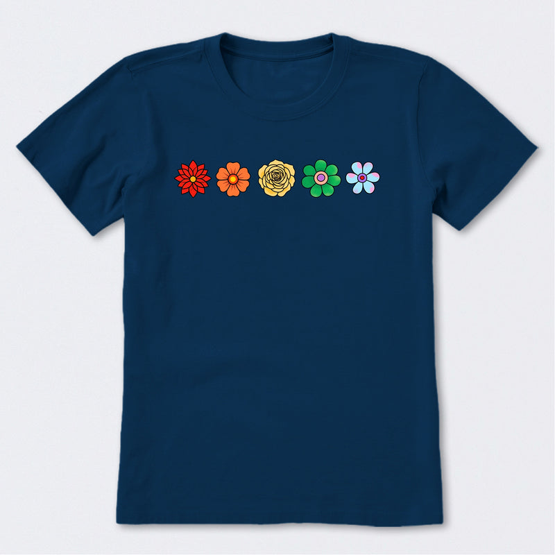 Simple Rainbow Flowers Short Sleeve T-Shirt