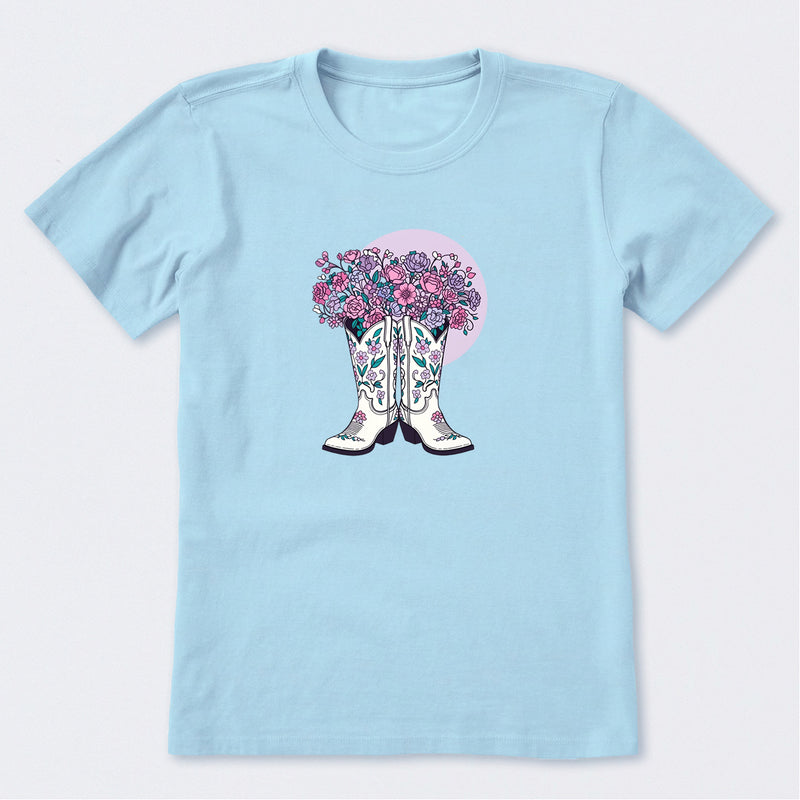 Foral Cowgirl Boots Short Sleeve T-Shirt
