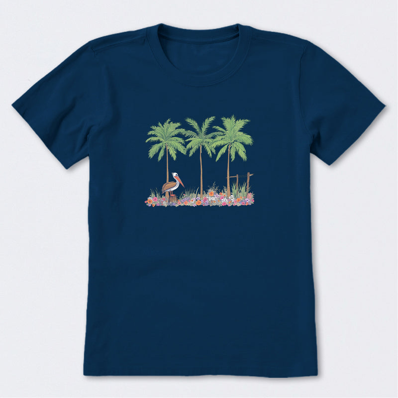 Pelican Palm Flowerbed Short Sleeve T-Shirt