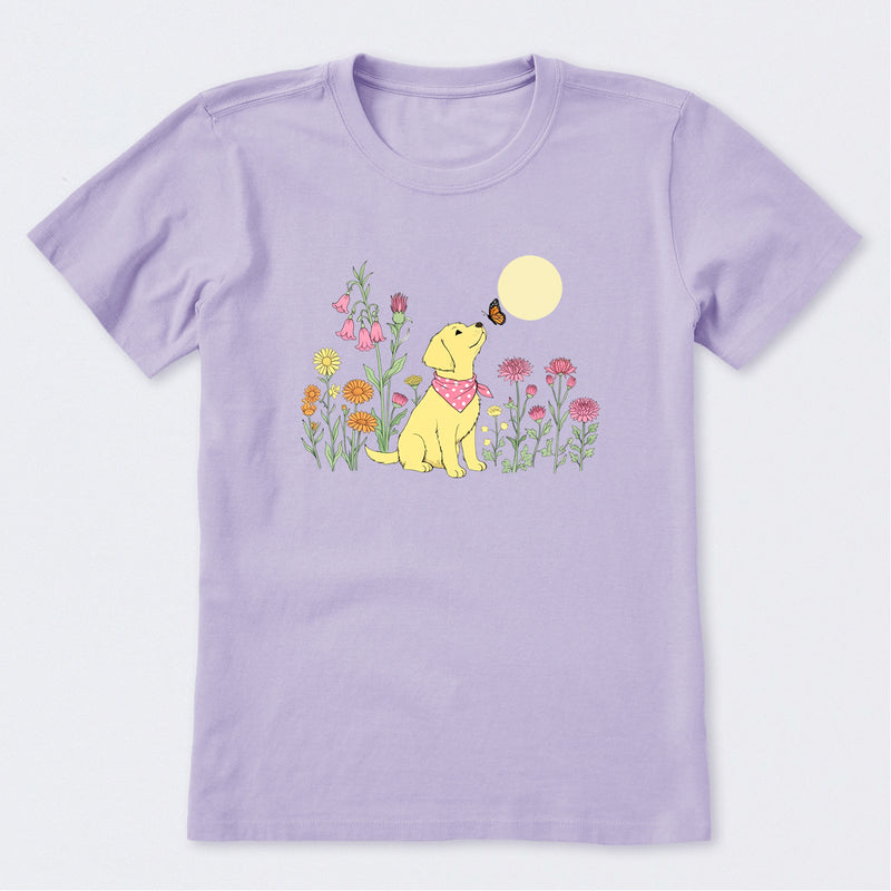 Dog Among Wildflowers Short Sleeve T-Shirt
