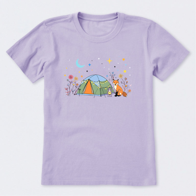 Camping Fox Flowers Short Sleeve T-Shirt