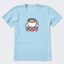 Latte Heart with Flowers Short Sleeve T-Shirt