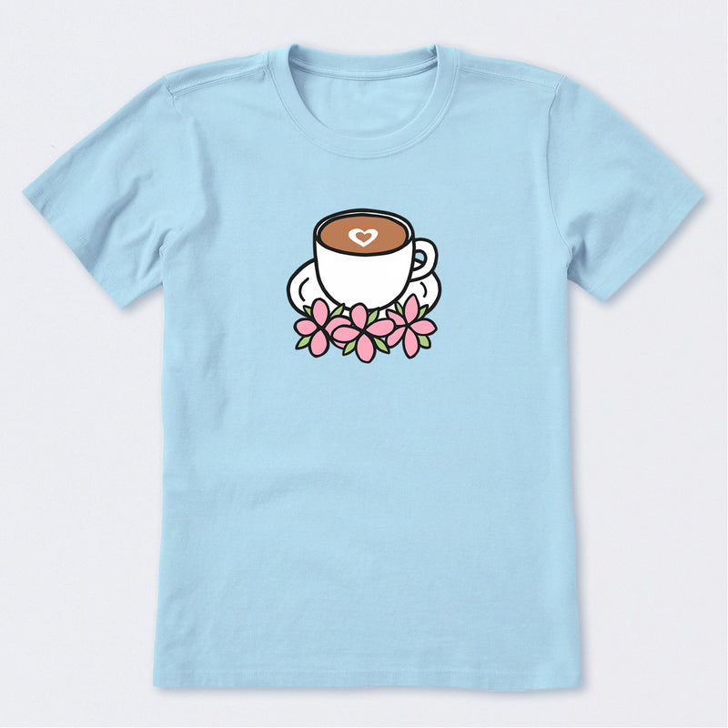 Latte Heart with Flowers Short Sleeve T-Shirt