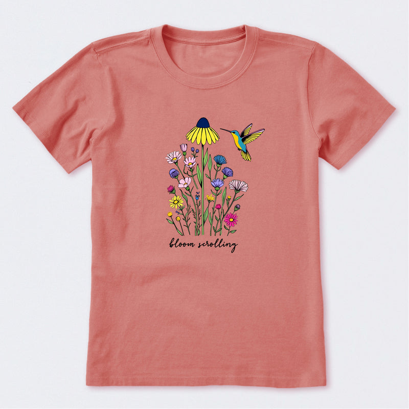 Bloom Scrolling Hummingbird Short Sleeve T-Shirt
