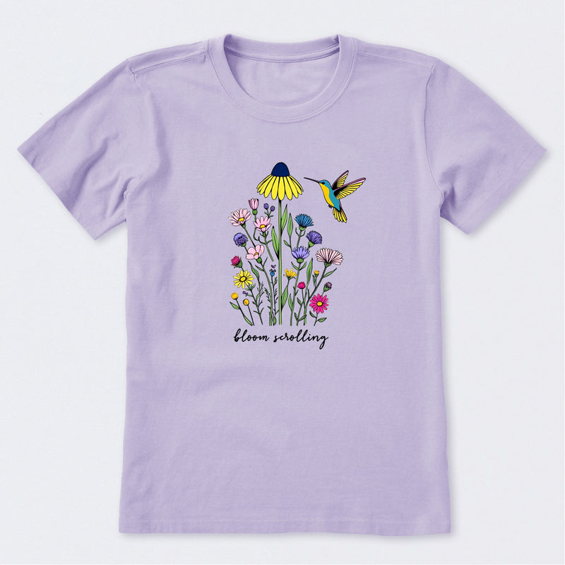 Bloom Scrolling Hummingbird Short Sleeve T-Shirt