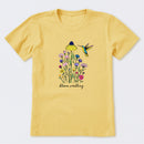 Bloom Scrolling Hummingbird Short Sleeve T-Shirt