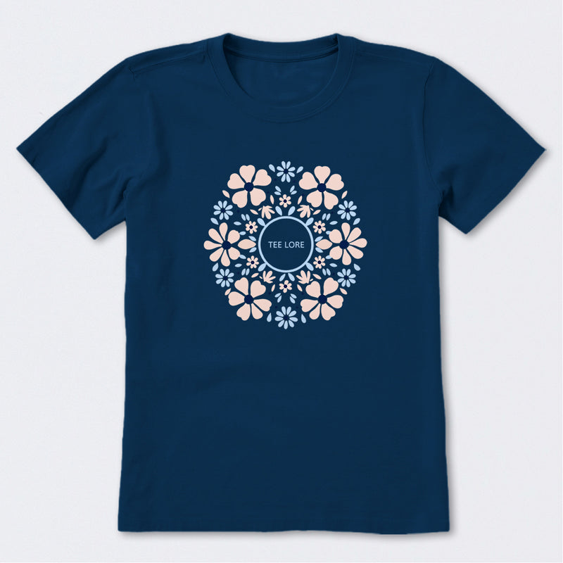Hand Drawn Daisy Mandala Short Sleeve T-Shirt