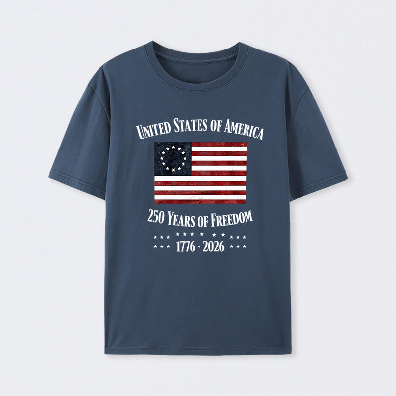 United States Of America 250 Years Of Freedom 1776 2026 Independence Day T Shirt
