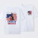 Apollo Creed Living In America July 4th Independence Day Graphic T-Shirt