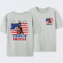Apollo Creed Living In America July 4th Independence Day Graphic T-Shirt