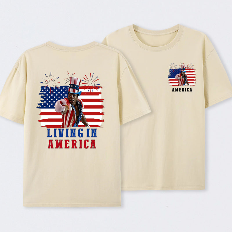 Apollo Creed Living In America July 4th Independence Day Graphic T-Shirt