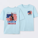 Apollo Creed Living In America July 4th Independence Day Graphic T-Shirt