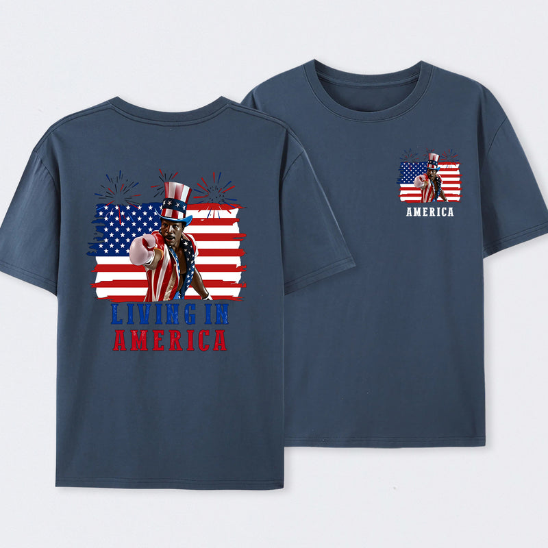 Apollo Creed Living In America July 4th Independence Day Graphic T-Shirt