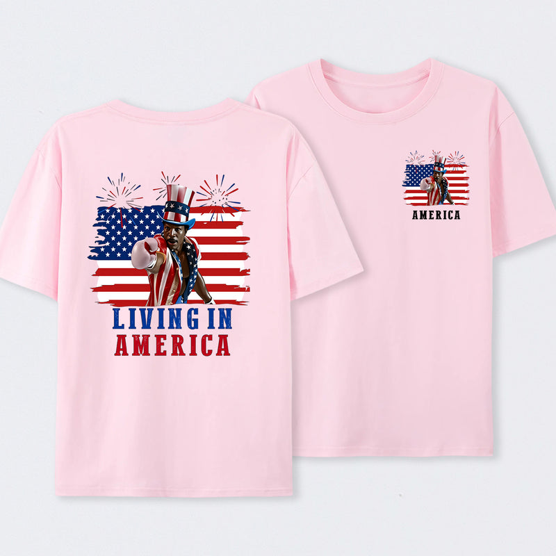 Apollo Creed Living In America July 4th Independence Day Graphic T-Shirt