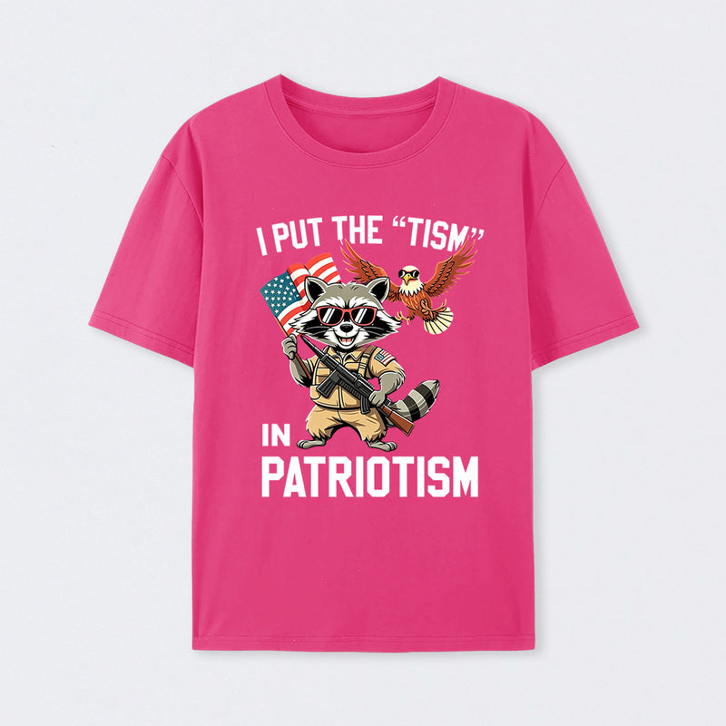 I Put The Tism In Patriotism Funny Raccoon Patriotism Graphic T-Shirt