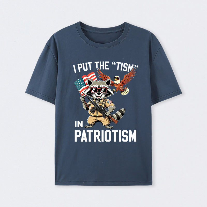 I Put The Tism In Patriotism Funny Raccoon Patriotism Graphic T-Shirt