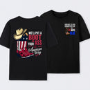 American Cowboy Boots Patriotic Graphic T-Shirt