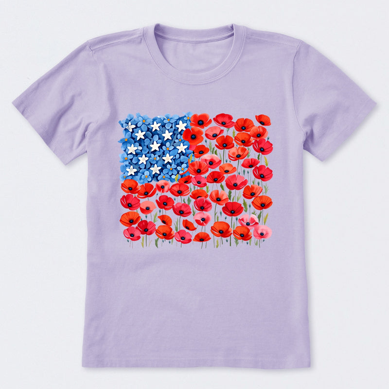 Floral USA Flag 250th Anniversary T-Shirt