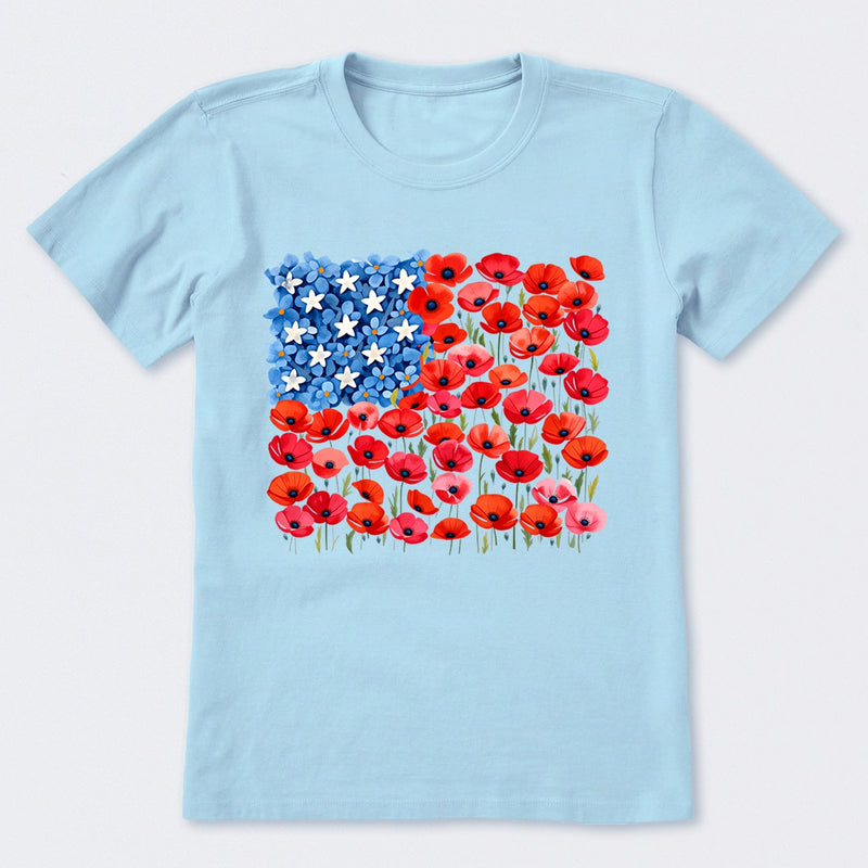 Floral USA Flag 250th Anniversary T-Shirt