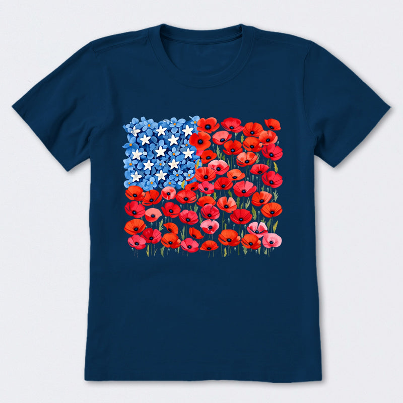 Floral USA Flag 250th Anniversary T-Shirt