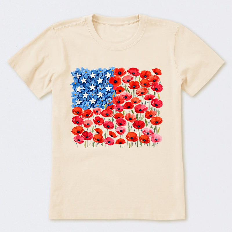 Floral USA Flag 250th Anniversary T-Shirt