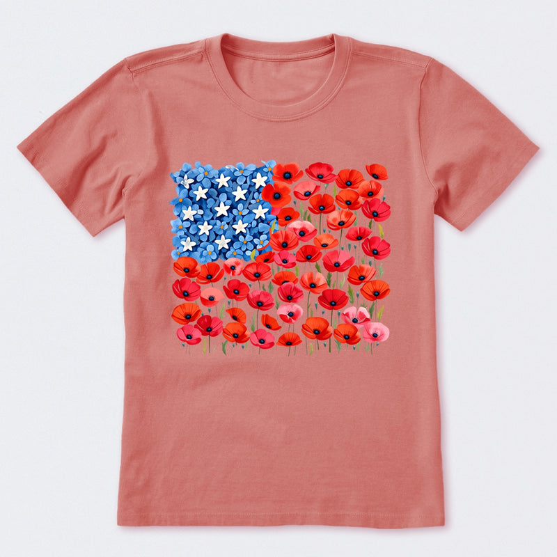 Floral USA Flag 250th Anniversary T-Shirt