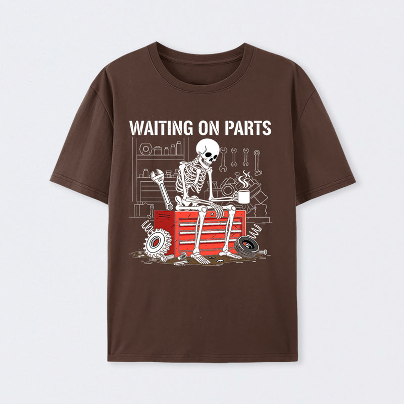 Waiting On Parts Funny Skeleton Auto Mechanic Technician T-Shirt