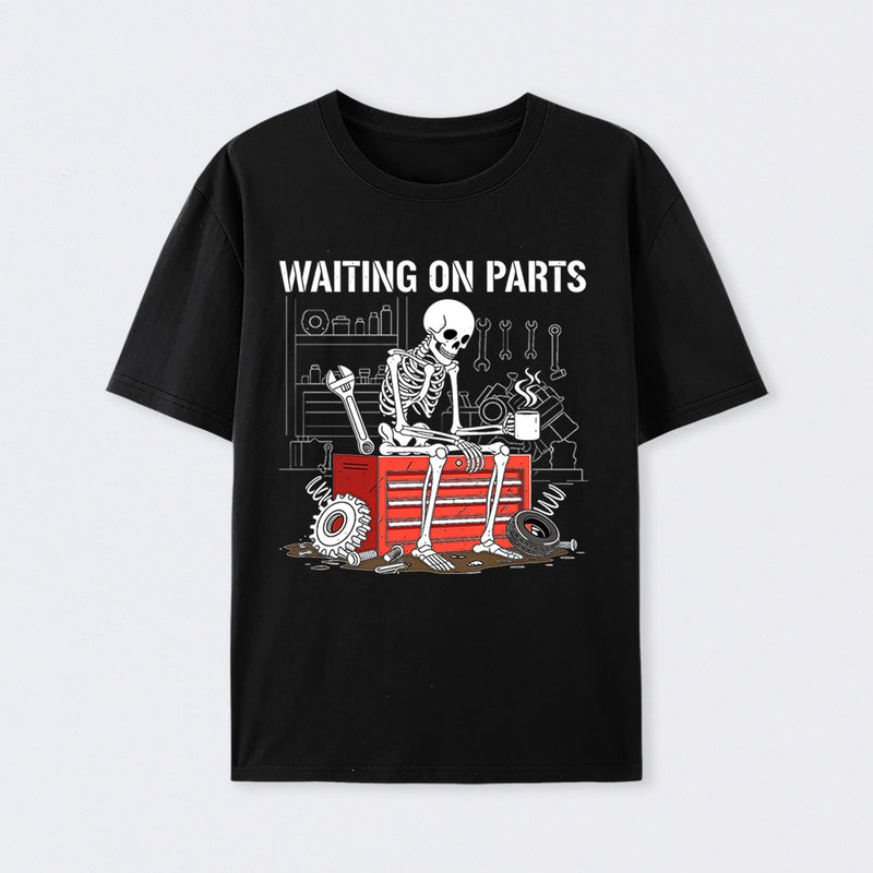 Waiting On Parts Funny Skeleton Auto Mechanic Technician T-Shirt