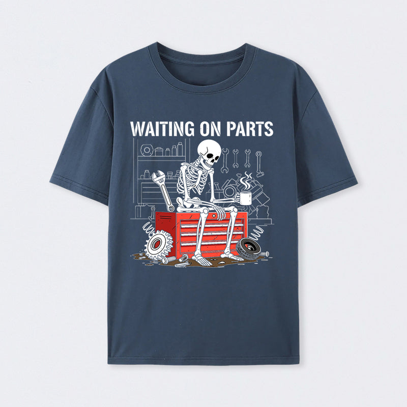 Waiting On Parts Funny Skeleton Auto Mechanic Technician T-Shirt