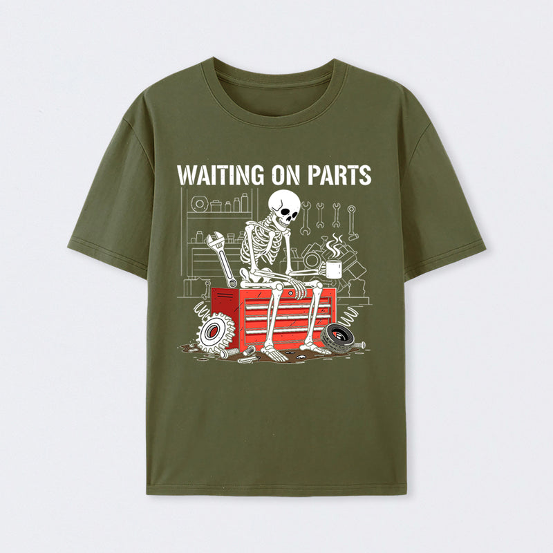 Waiting On Parts Funny Skeleton Auto Mechanic Technician T-Shirt