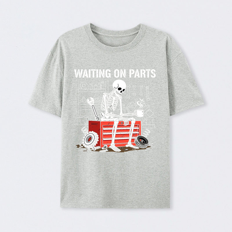 Waiting On Parts Funny Skeleton Auto Mechanic Technician T-Shirt
