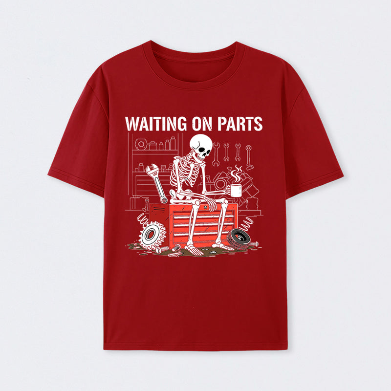 Waiting On Parts Funny Skeleton Auto Mechanic Technician T-Shirt